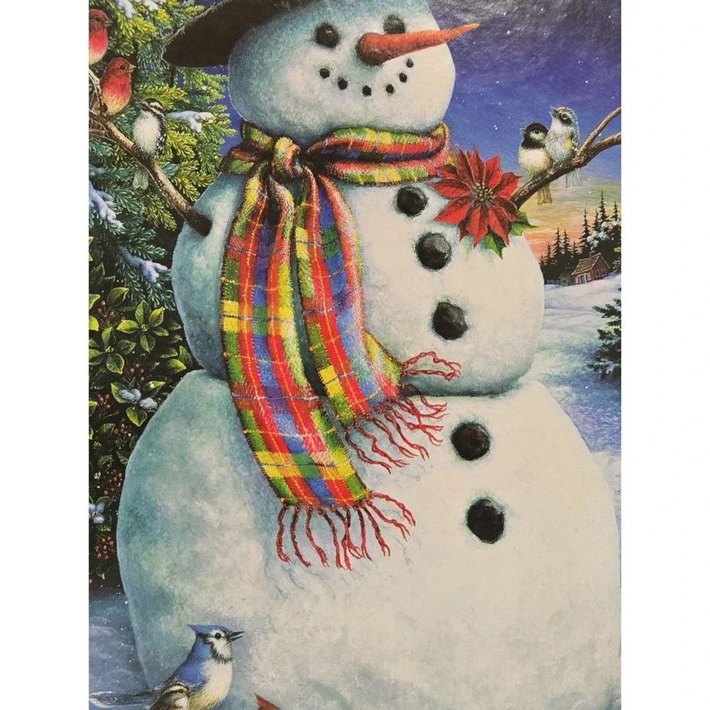 Springbok 1000 Piece Jigsaw Puzzle - Feathered Friends Snowman Birds (24